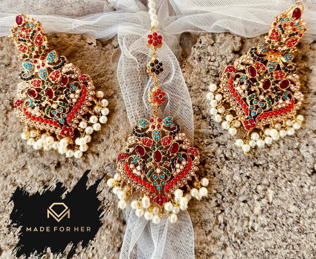 Satrangi Shingar Earrings & Tikka - LNS018