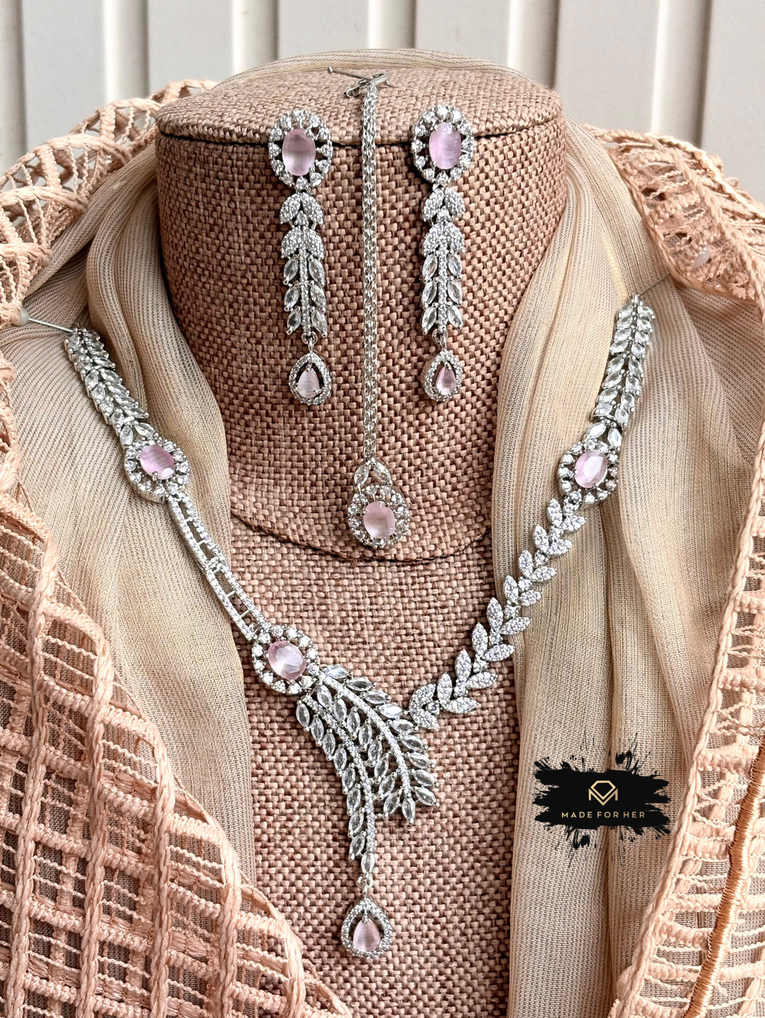 Crystal Veil Zircon Necklace Set - KFS1059