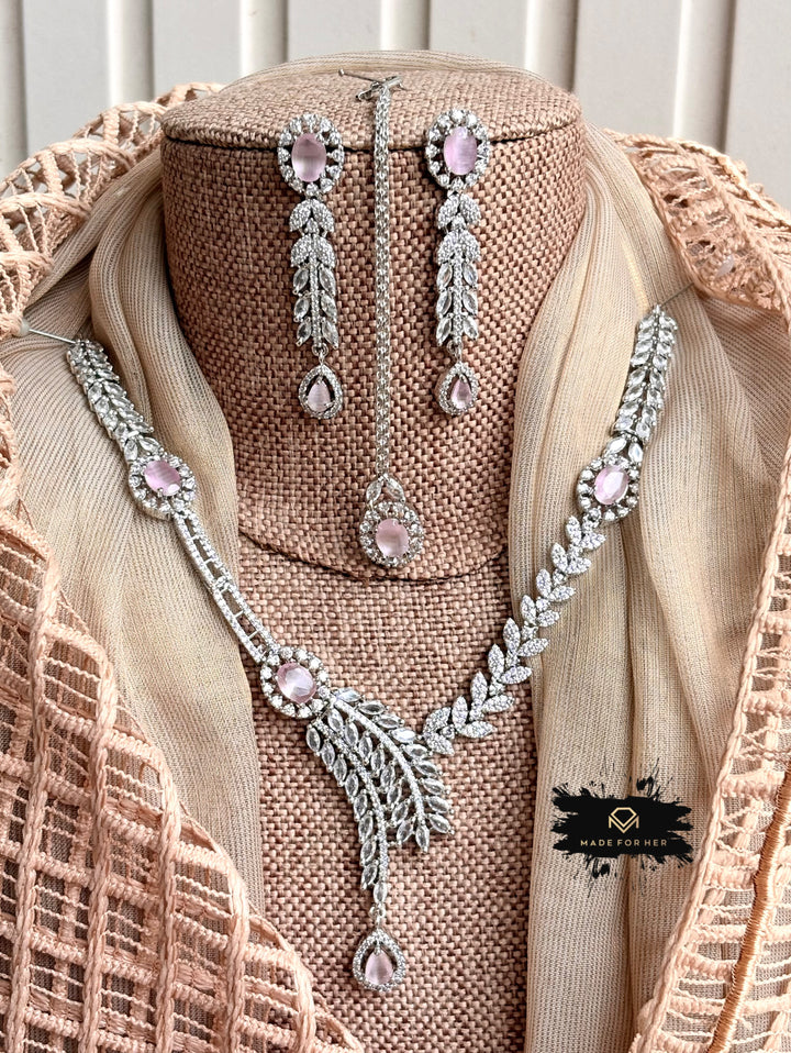 Crystal Veil Zircon Necklace Set - KFS1059
