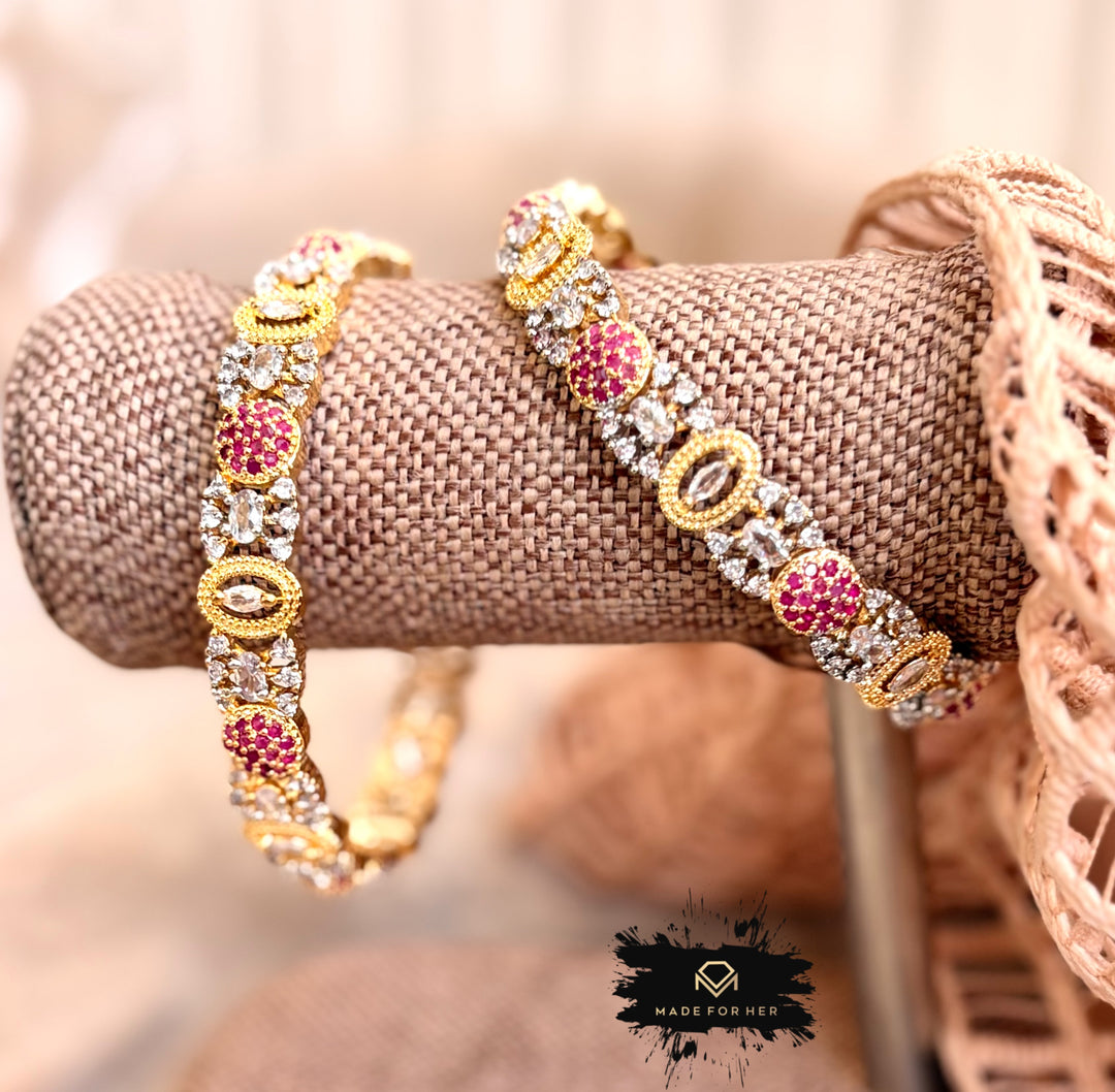 Bloom Zircon Bangles – Ruby - KKB1014