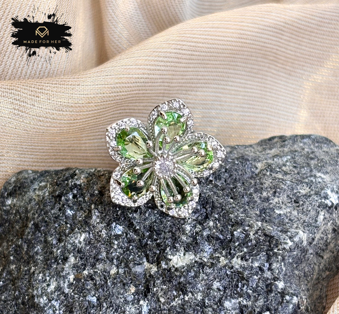 Flower Zircon Ring - Adjustable - KSTP1011