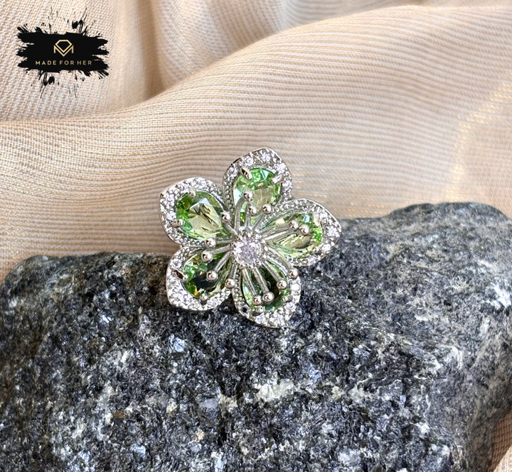 Flower Zircon Ring - Adjustable - KSTP1011
