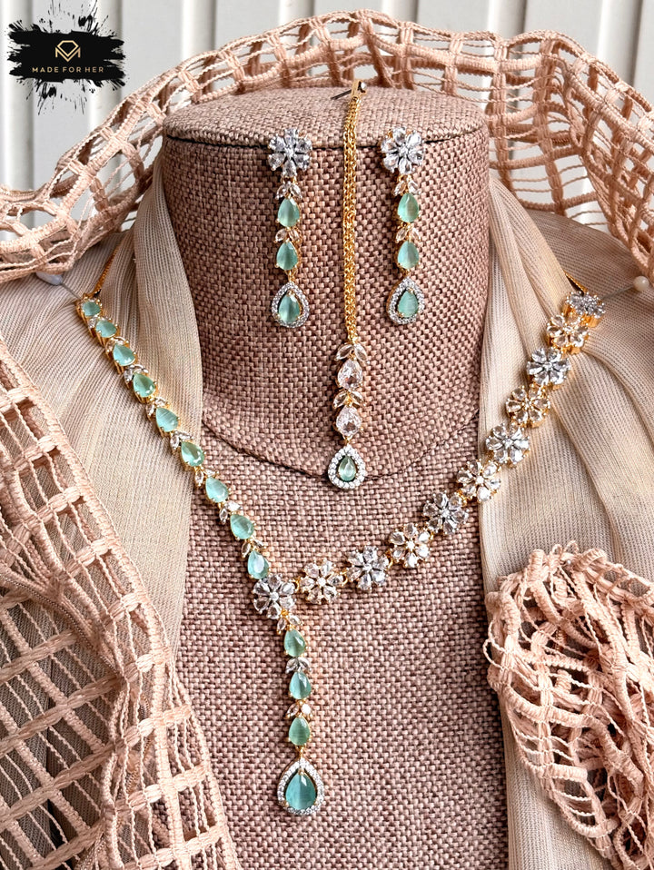 Moonveil Zircon Necklace Set - KFS1051