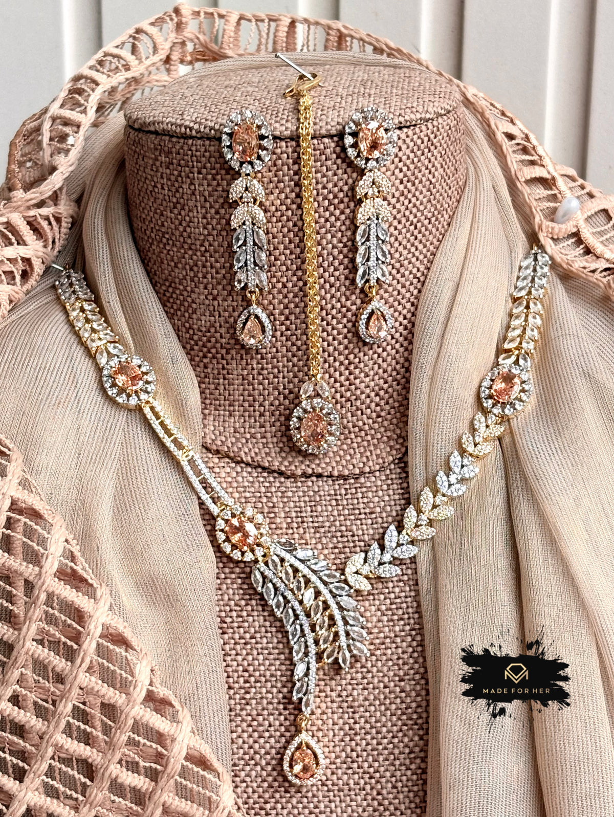 Crystal Veil Zircon Necklace Set - KFS1059