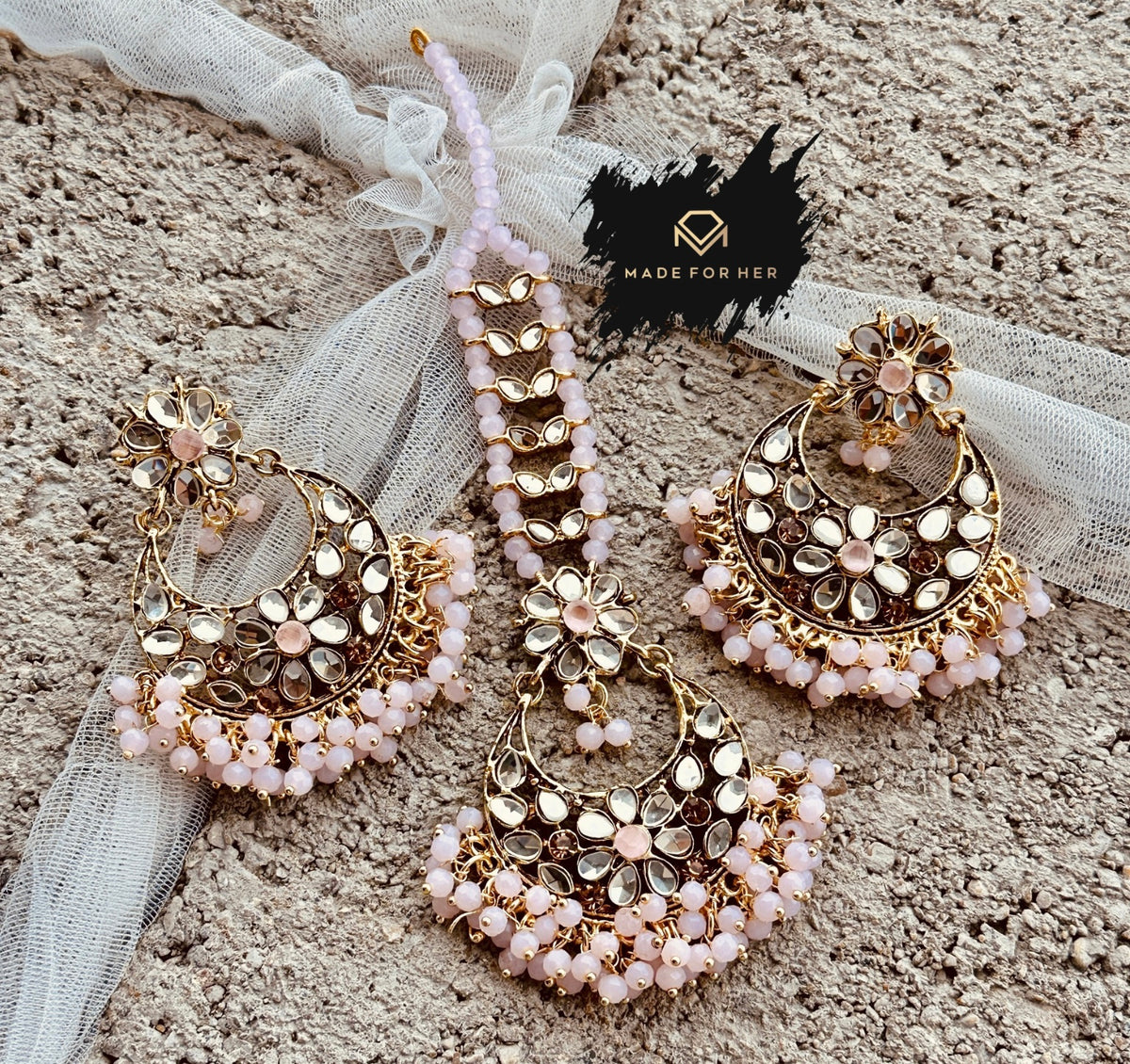 Embellished Earrings & Tikka Pair -  KWA1001