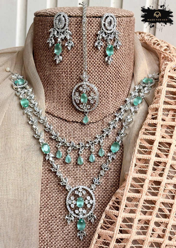 Gleaming Zircon Necklace Set - KFS1060