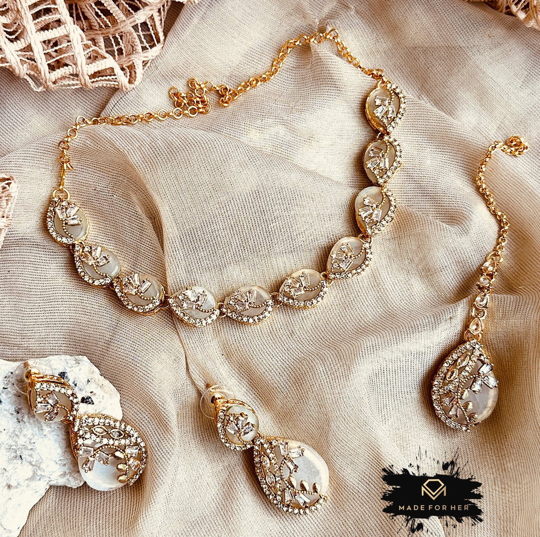 Opulent Stone Necklace Set - KSH1051