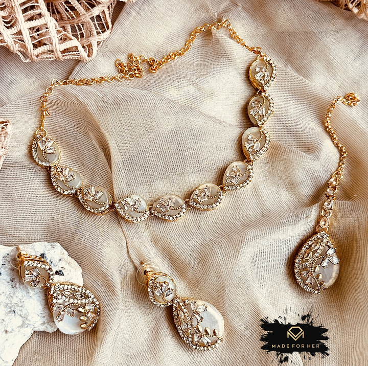 Opulent Stone Necklace Set - KSH1051