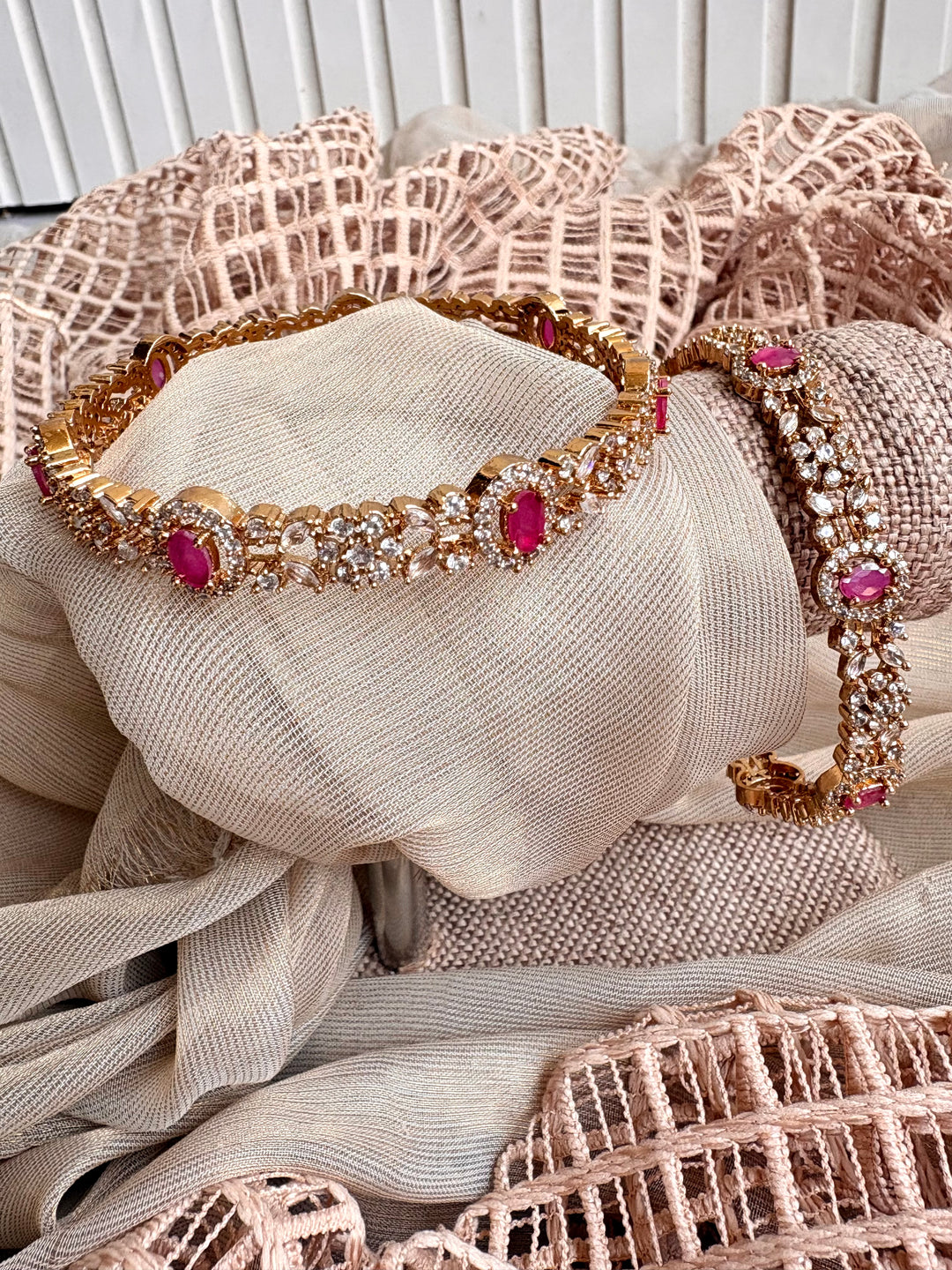 Ruby Bloom Zircon Bangle - KSTP1070