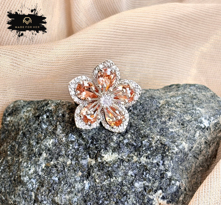 Flower Zircon Ring - Adjustable - KSTP1011