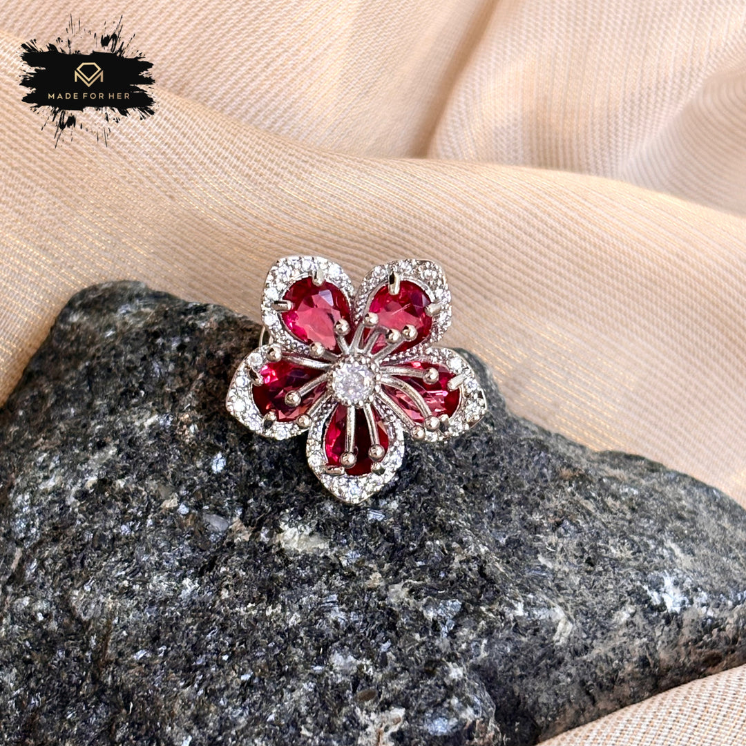 Flower Zircon Ring - Adjustable - KSTP1011