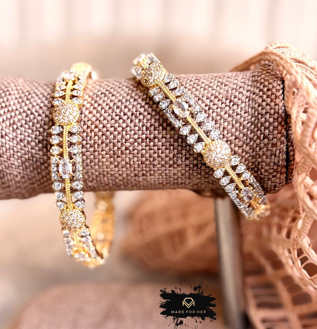 Imperial Shine Zircon Bangles – Golden - KKB1025