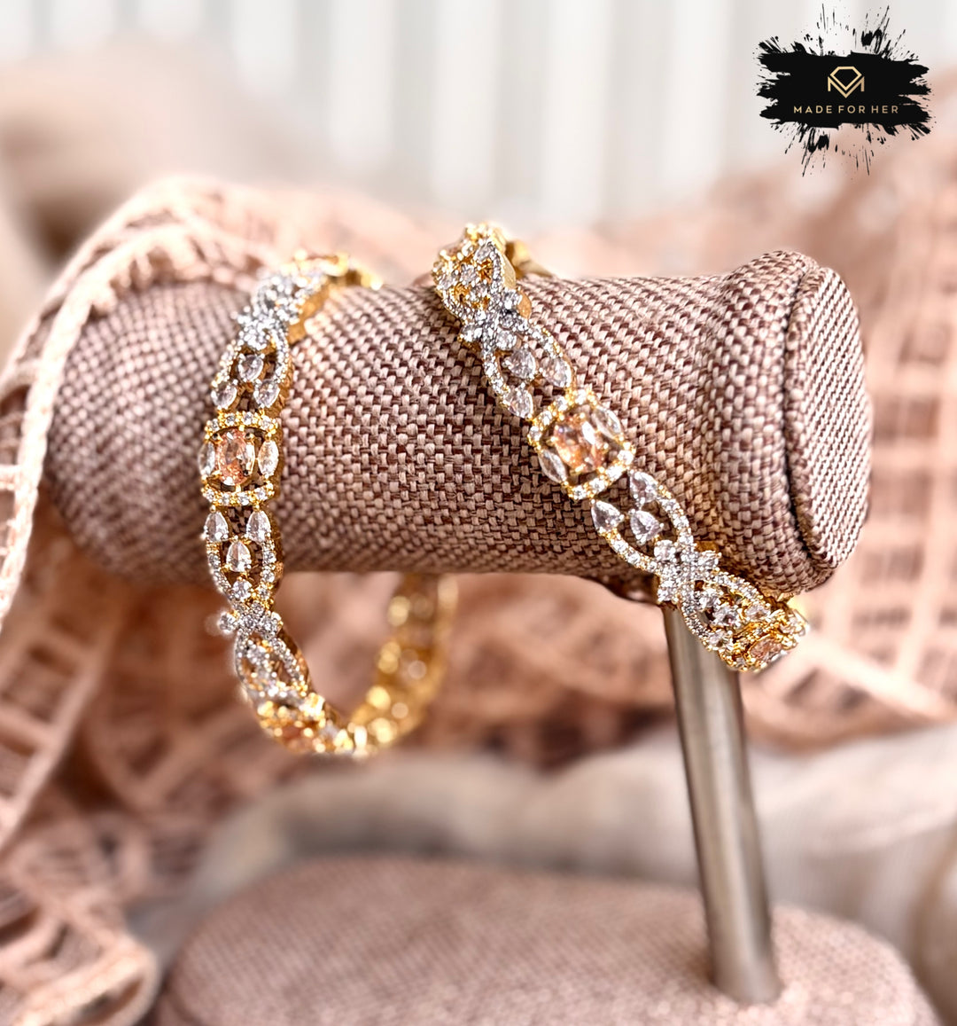 Celeste Zircon Bangles - Golden - KKB1017