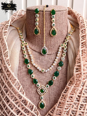 Serenique Layered Zircon Necklace Set - KFS1050