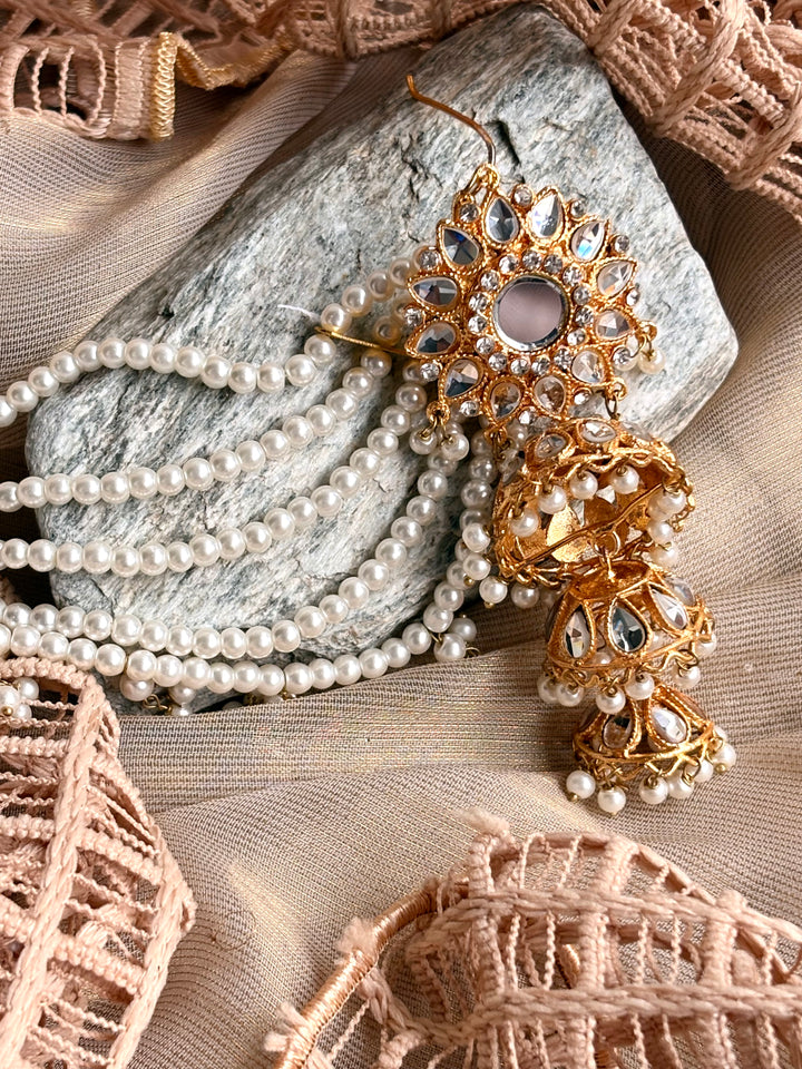 Kundan Style 3-Step Jhumki Earrings - KIA1249