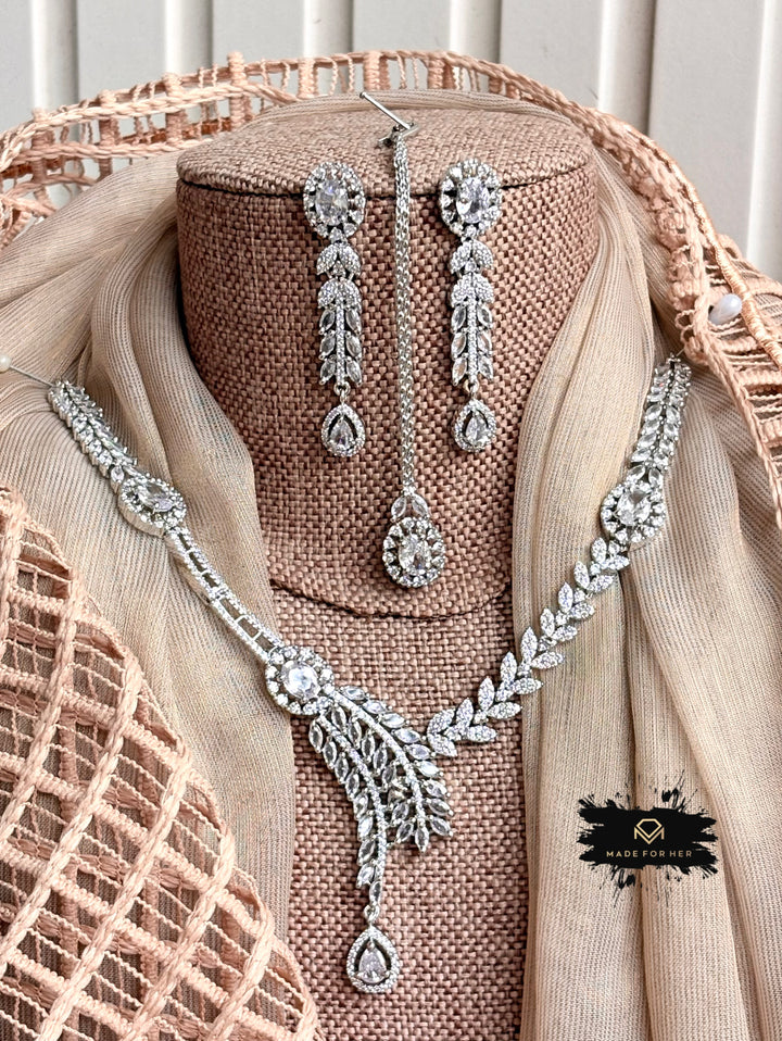 Crystal Veil Zircon Necklace Set - KFS1059