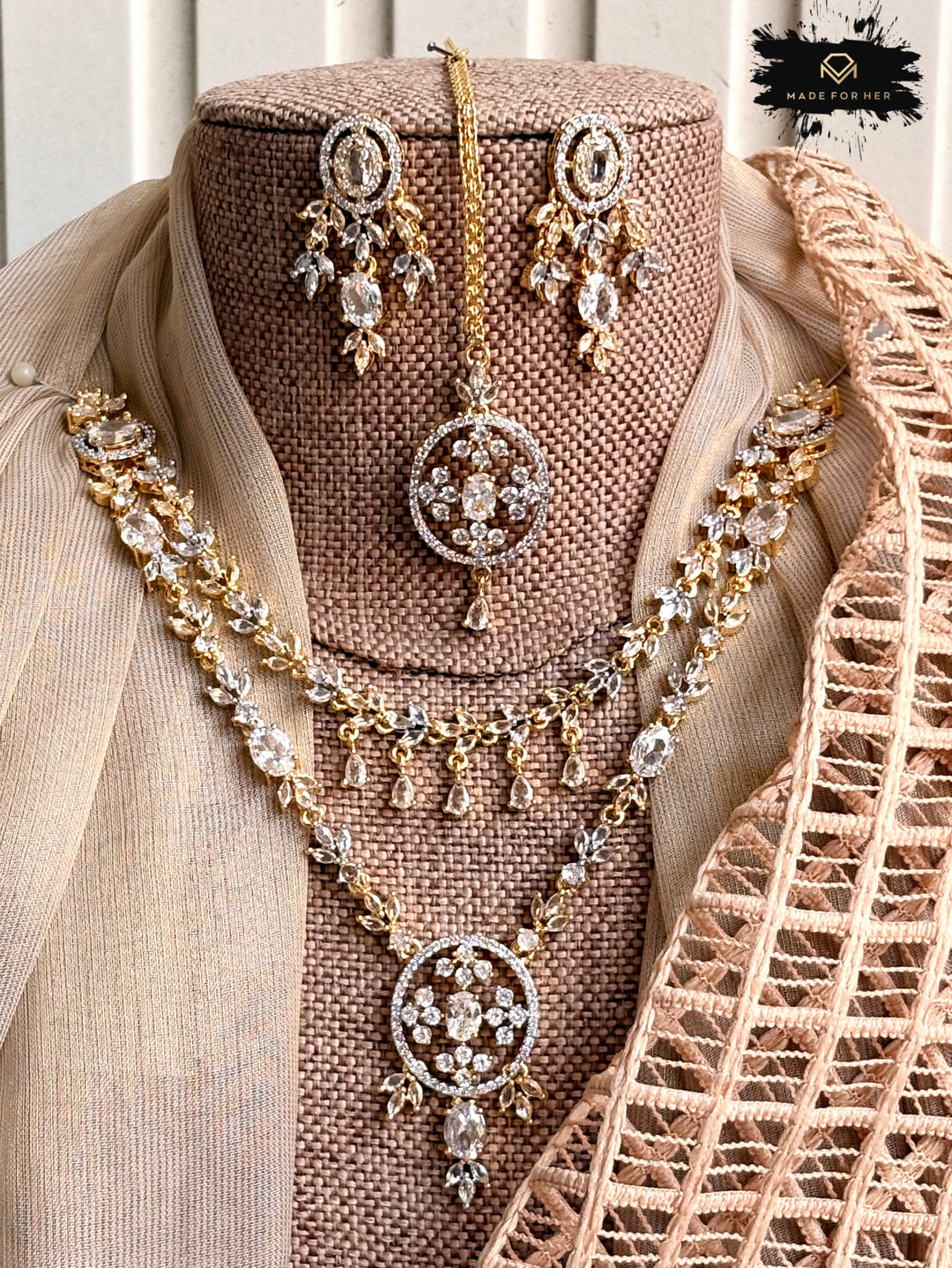 Gleaming Zircon Necklace Set - KFS1060