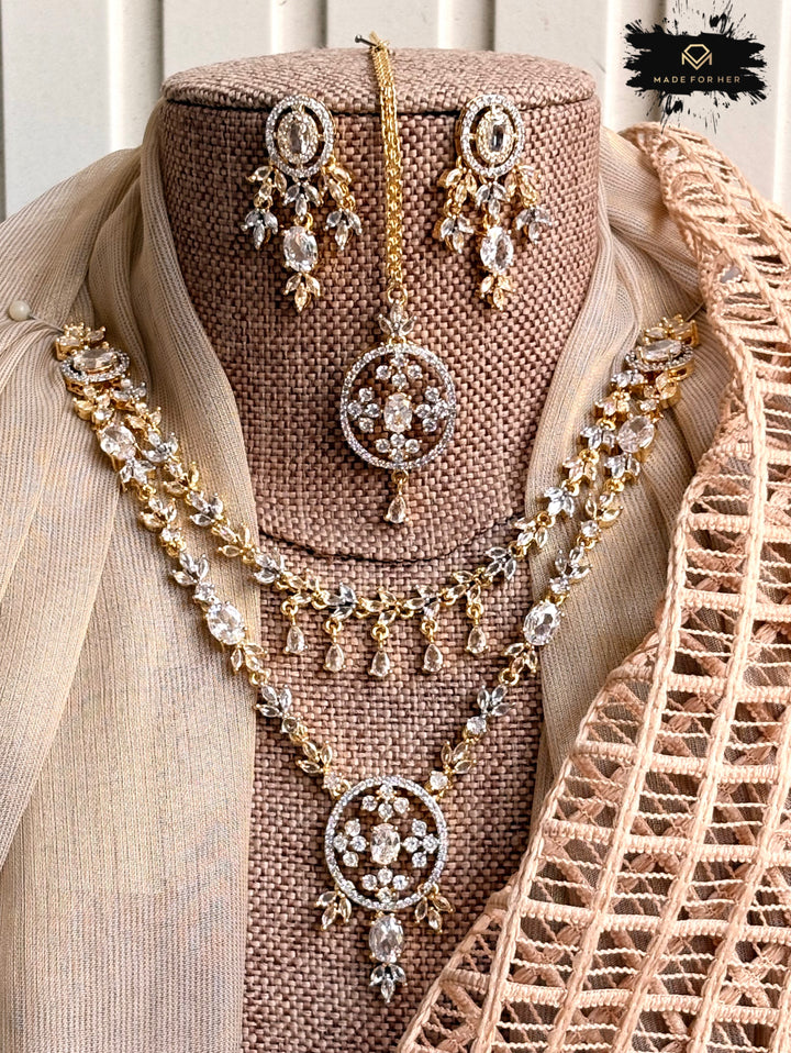 Gleaming Zircon Necklace Set - KFS1060