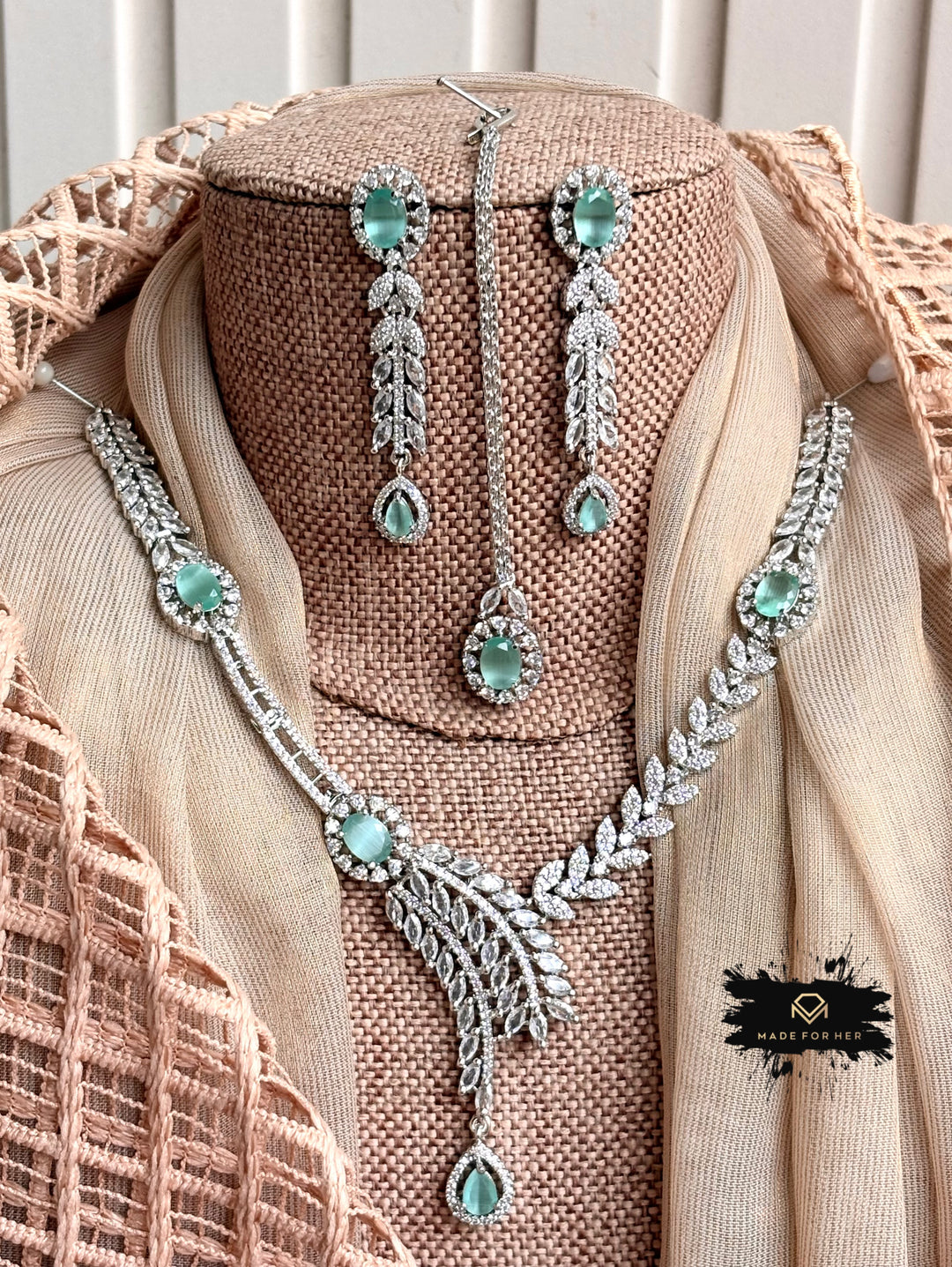 Crystal Veil Zircon Necklace Set - KFS1059