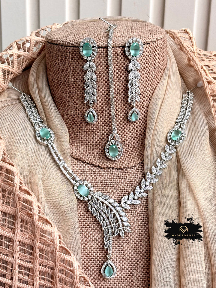 Crystal Veil Zircon Necklace Set - KFS1059