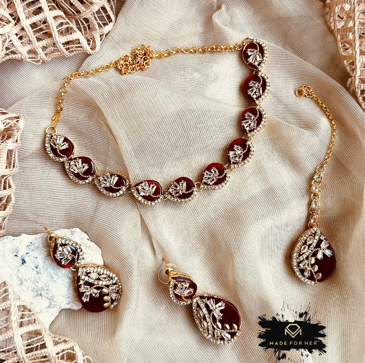 Opulent Stone Necklace Set - KSH1051