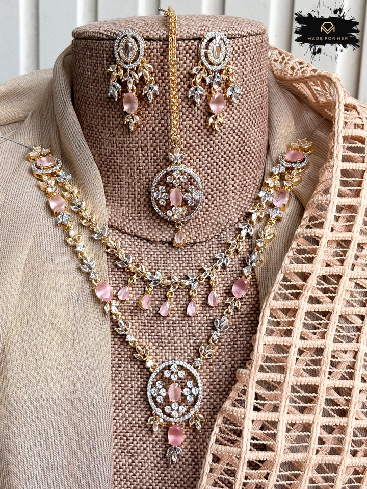 Gleaming Zircon Necklace Set - KFS1060