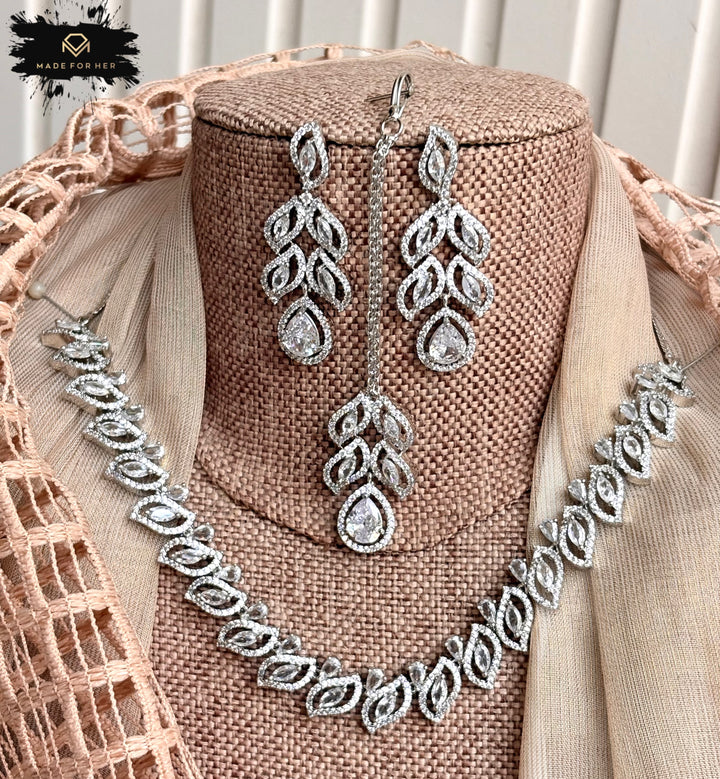 Starlight Zircon Necklace Set - KFS1053