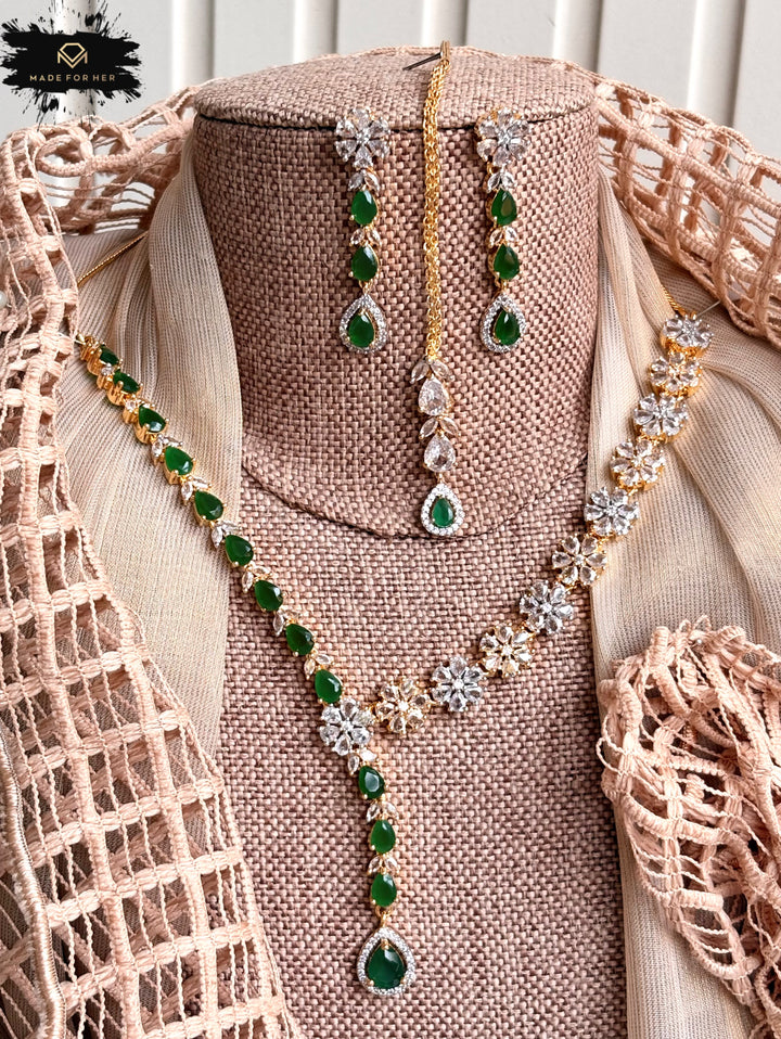 Moonveil Zircon Necklace Set - KFS1051