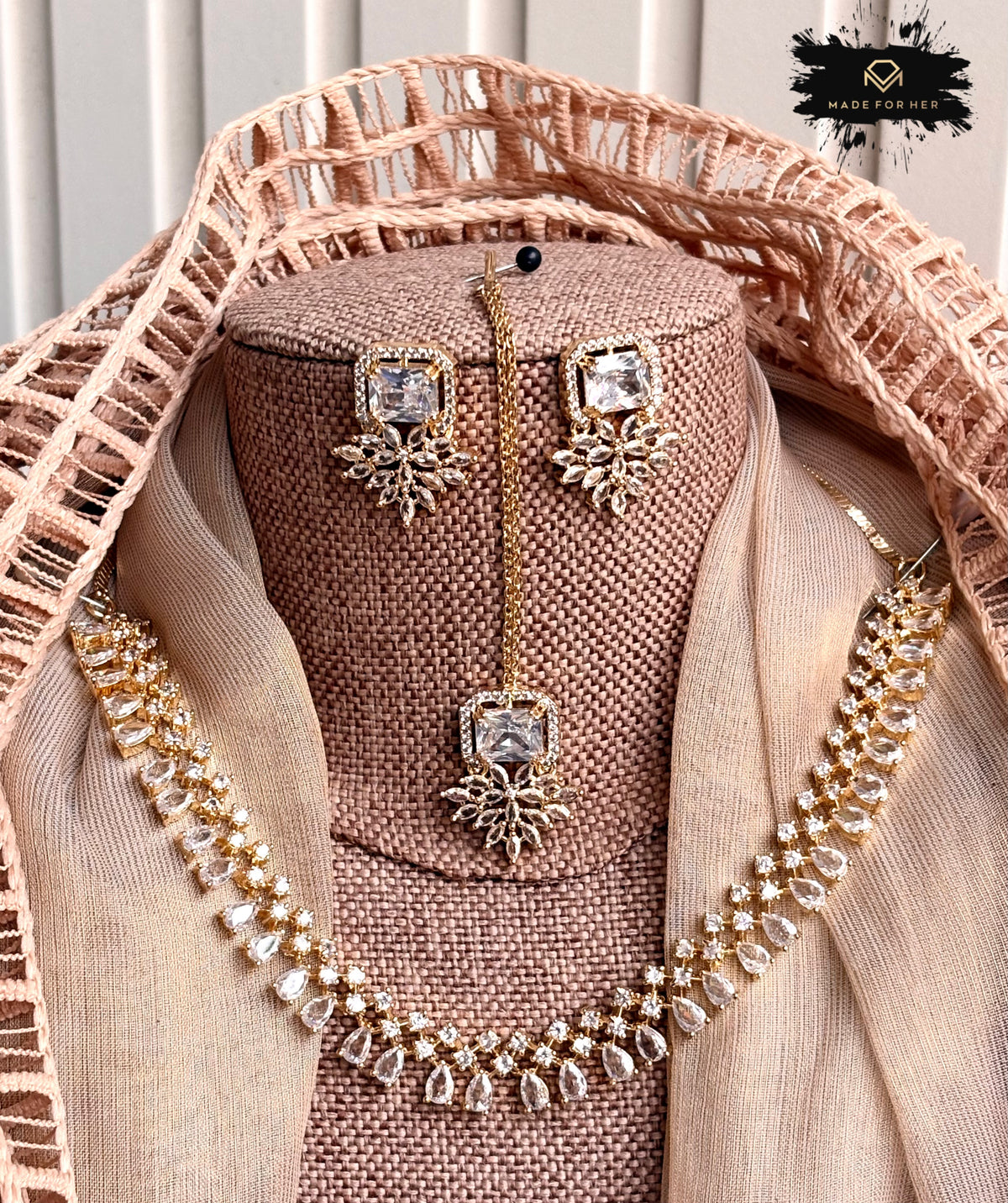 Aveline Zircon Necklace Set - KM1001
