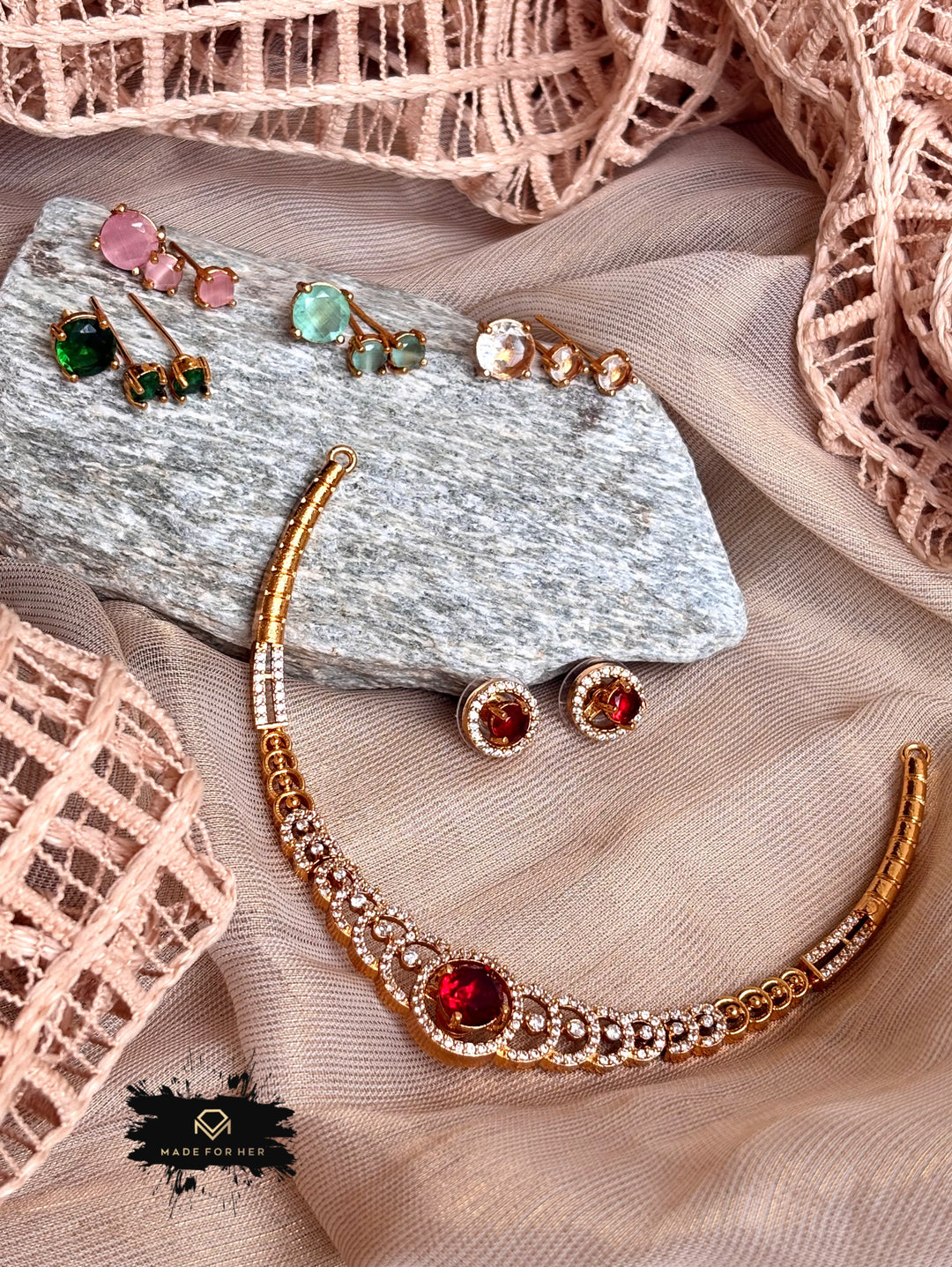 5-in-1 Convertible Zircon Necklace Set - KSTP1040