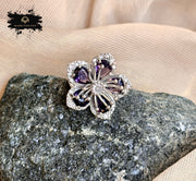 Flower Zircon Ring - Adjustable - KSTP1011