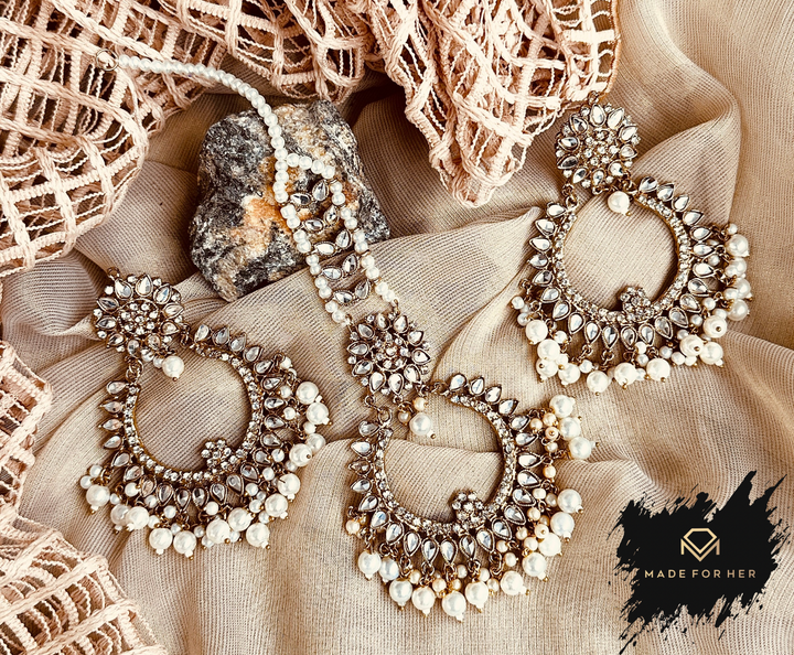 Lustre Earrings & Tikka Set - KMW1061