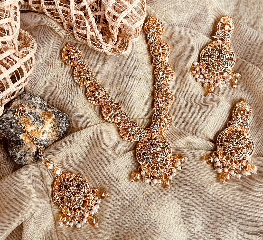 Mira – Dainty Drop Necklace Set - KAHD1027