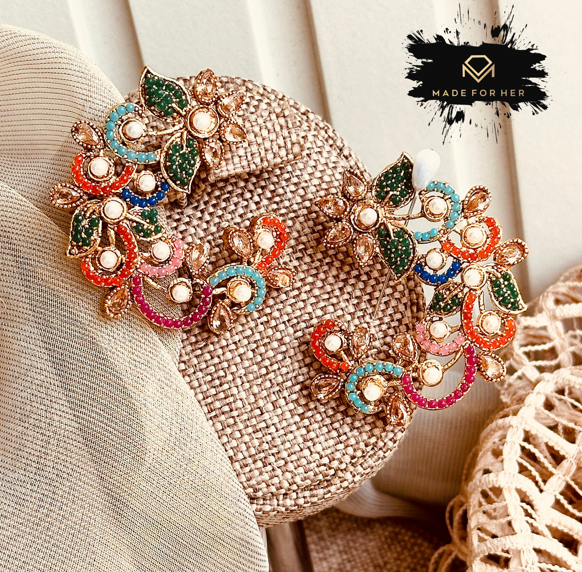 Nauratan Jewelstone Earrings - KMW1114