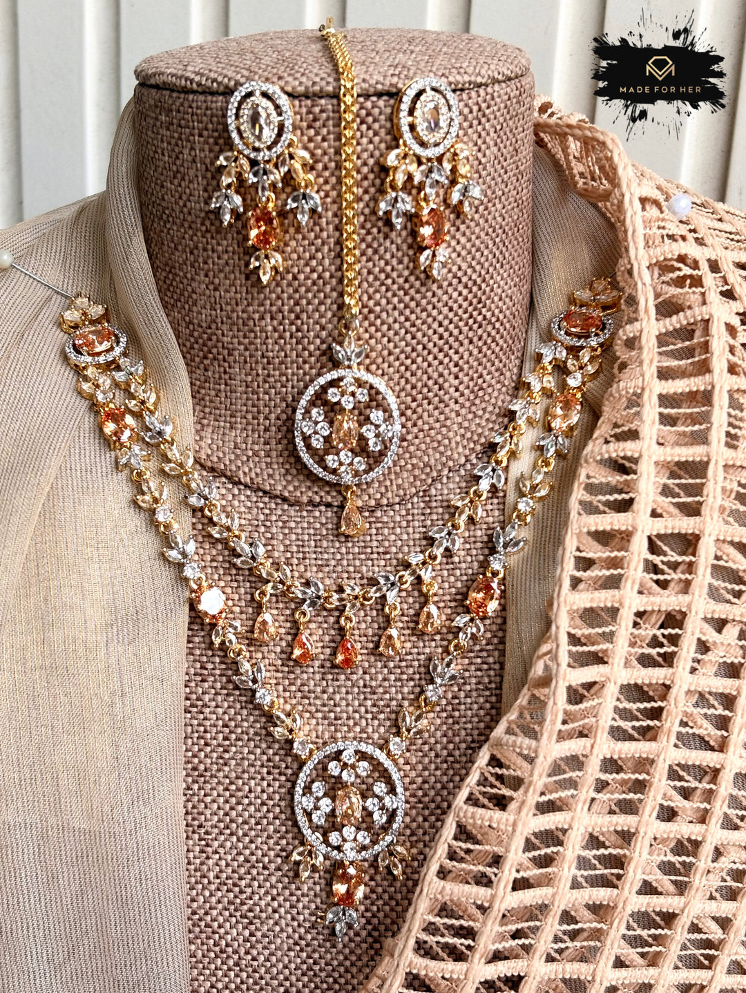 Gleaming Zircon Necklace Set - KFS1060
