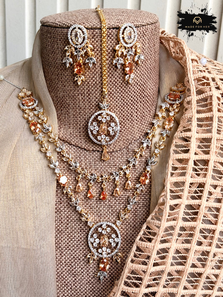 Gleaming Zircon Necklace Set - KFS1060