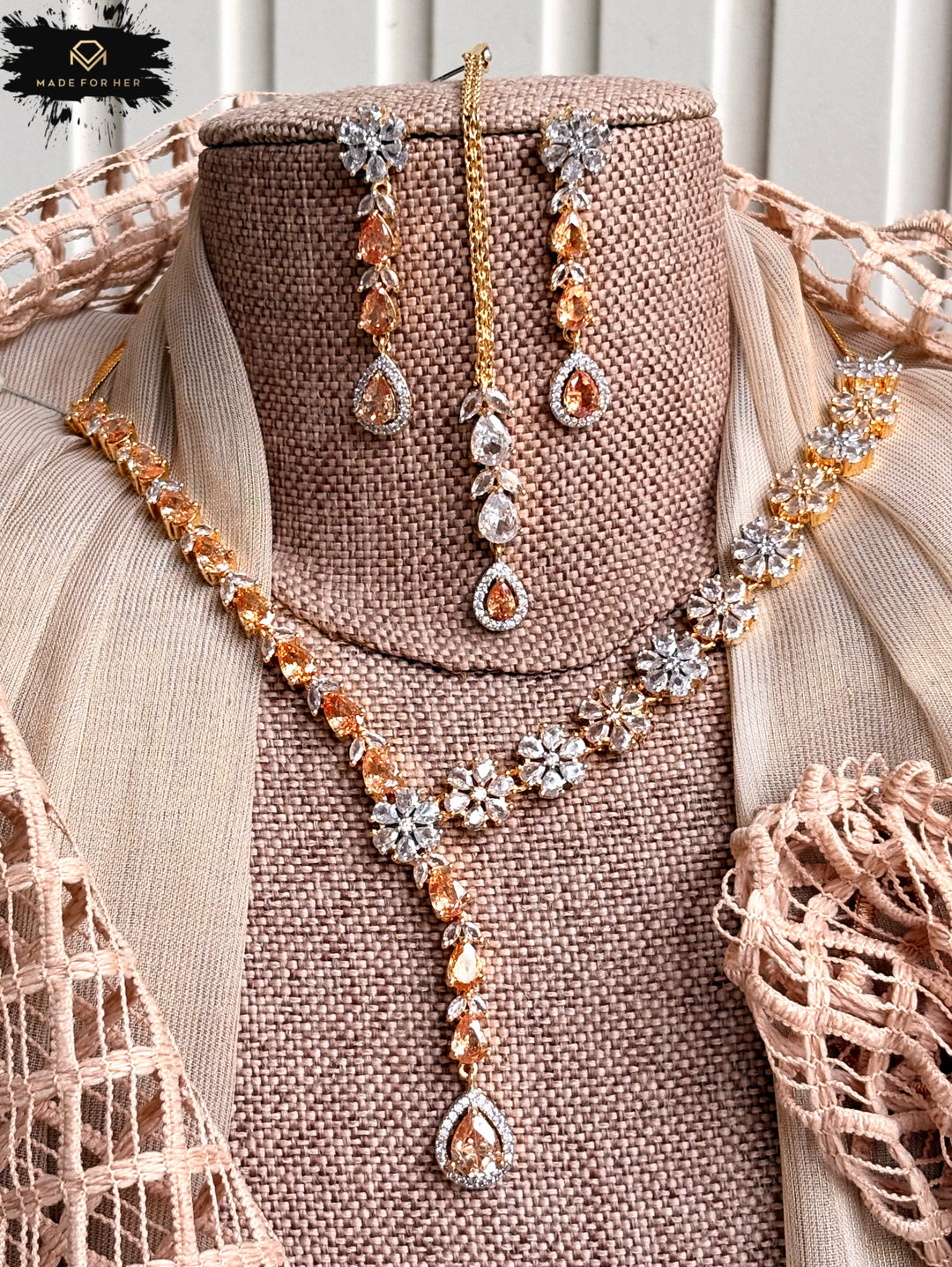 Moonveil Zircon Necklace Set - KFS1051