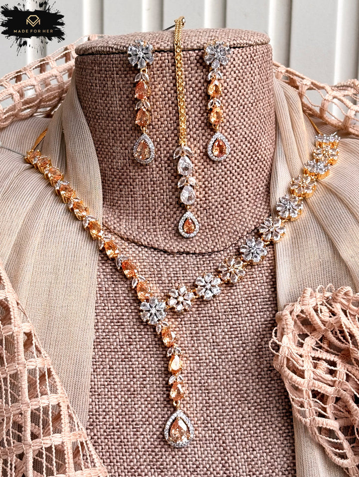 Moonveil Zircon Necklace Set - KFS1051