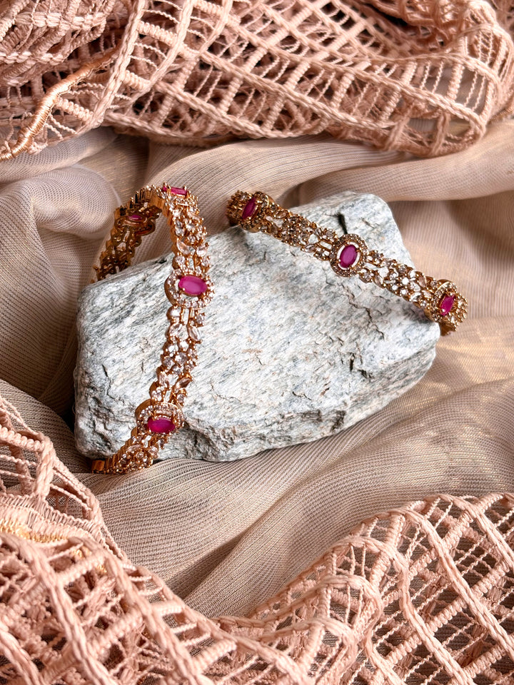 Ruby Bloom Zircon Bangle - KSTP1070