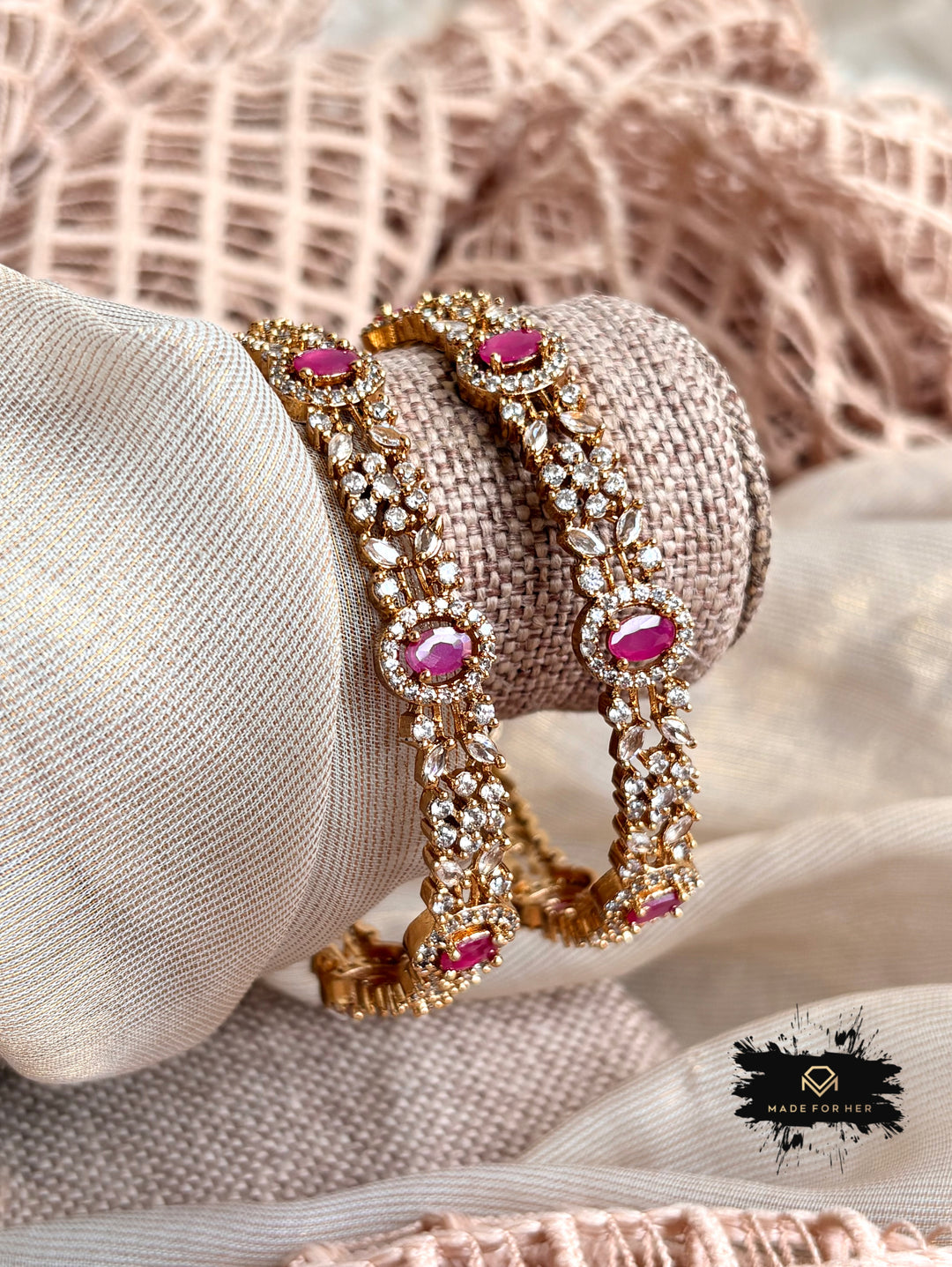Ruby Bloom Zircon Bangle - KSTP1070