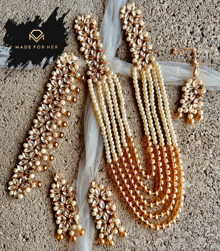 Ethereal Pearl Cascade Set - Coloured - KAHD1001