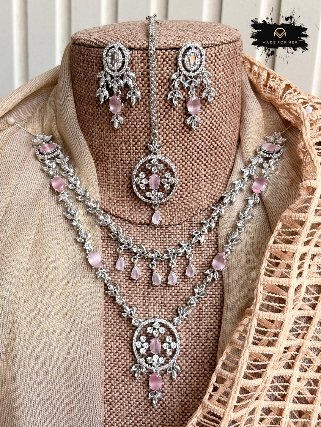 Gleaming Zircon Necklace Set - KFS1060