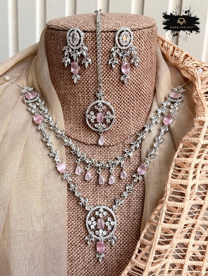 Gleaming Zircon Necklace Set - KFS1060