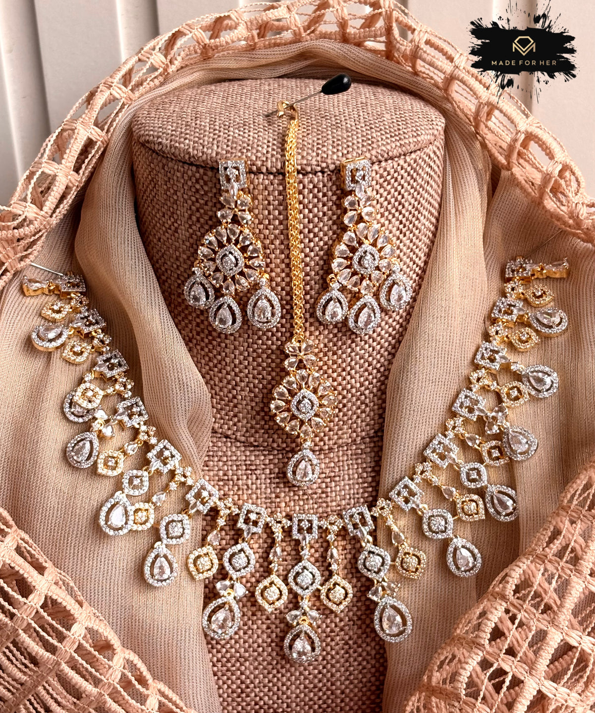 Regal Zircon Necklace Set - KDV1009