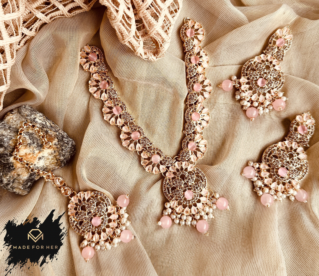 Mira – Dainty Drop Necklace Set - KAHD1027