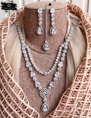 Serenique Layered Zircon Necklace Set - KFS1050