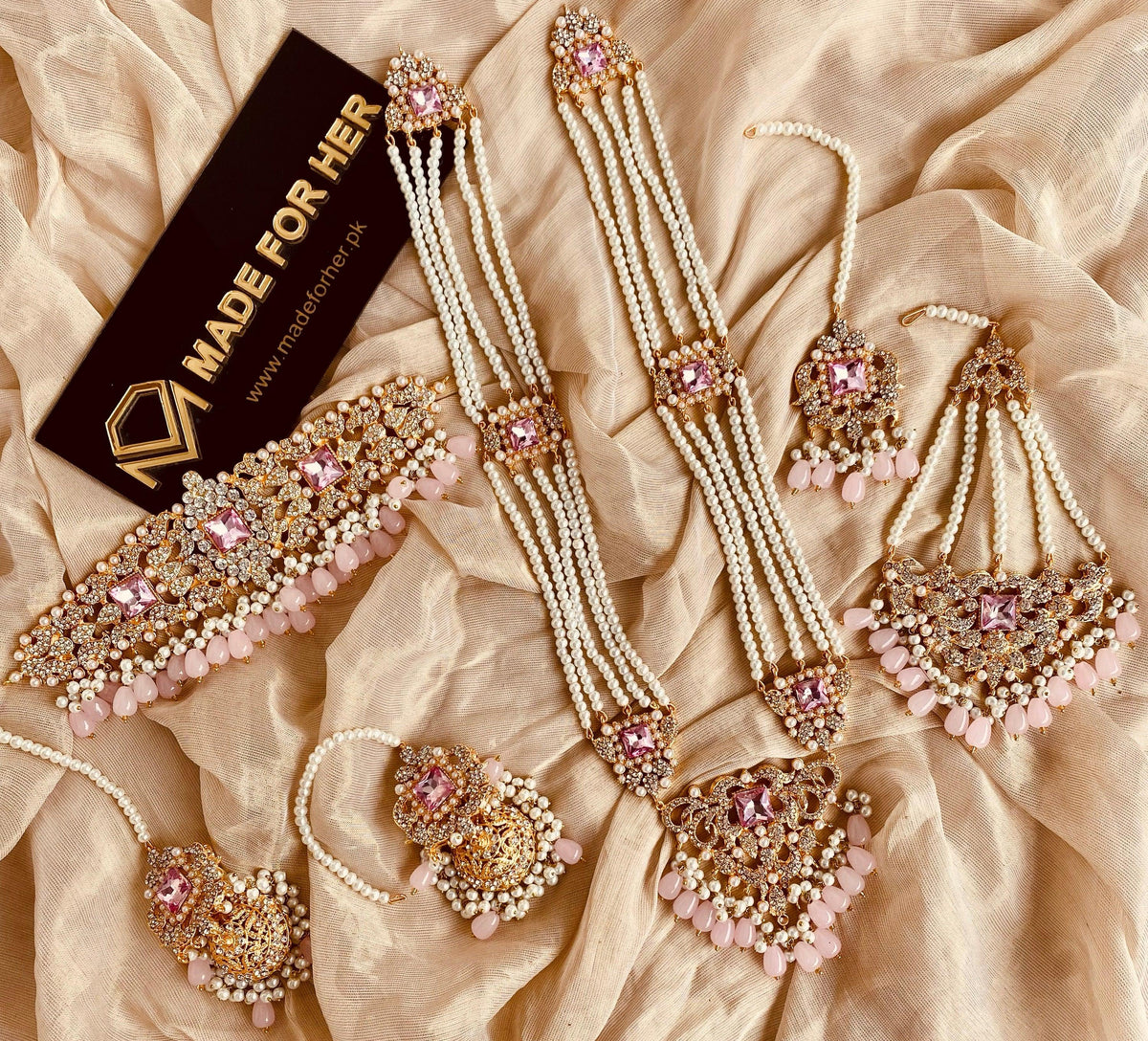 Bridal Choker / Malaa Set - 3 Stone - LA020