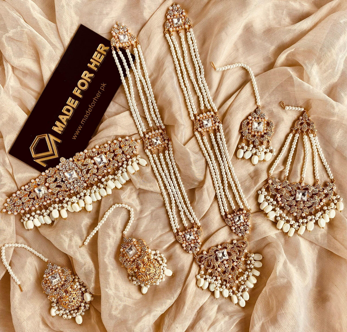 Bridal Choker / Malaa Set - 3 Stone - LA020