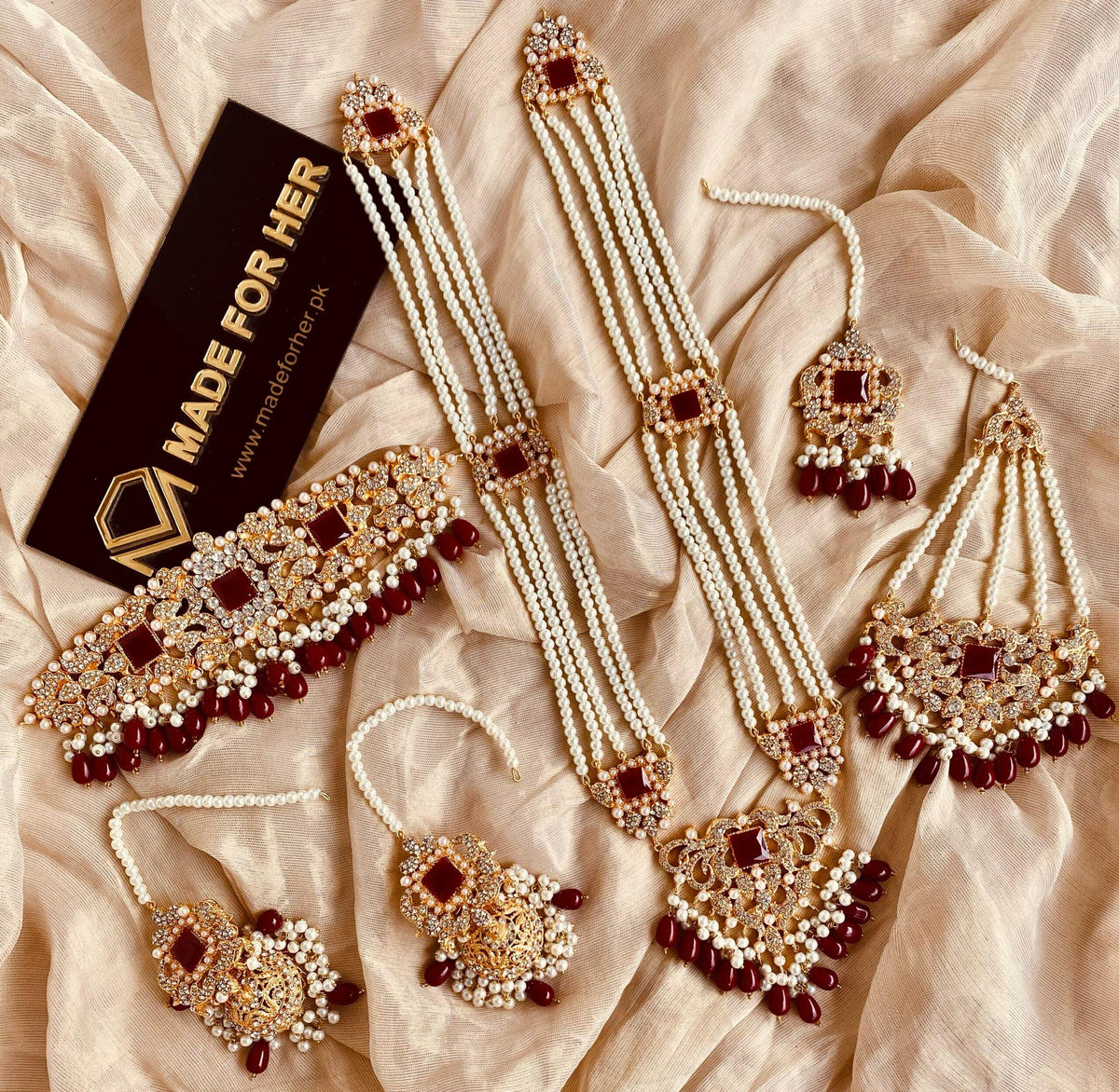 Bridal Choker / Malaa Set - 3 Stone - LA020