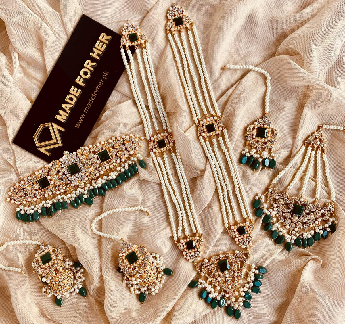 Bridal Choker / Malaa Set - 3 Stone - LA020